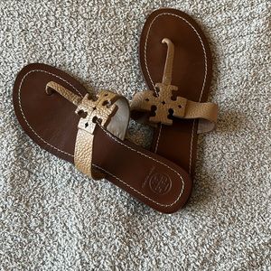 Tory Burch Brown Leather Mini Flat Sandals